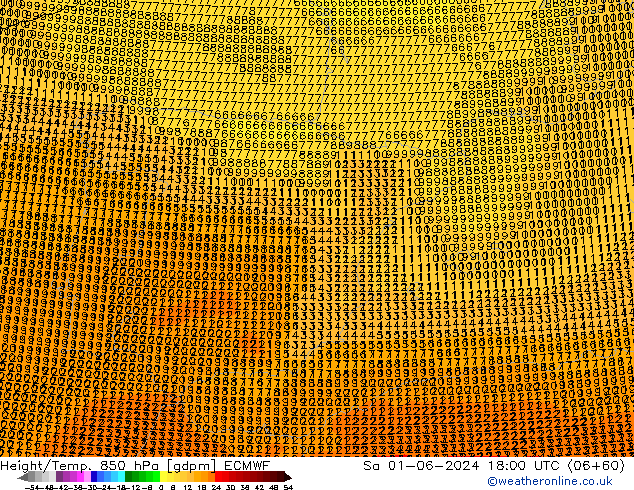 Height/Temp. 850 hPa ECMWF Sa 01.06.2024 18 UTC