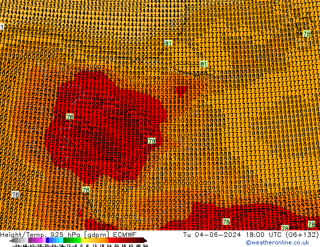 Height/Temp. 925 hPa ECMWF  04.06.2024 18 UTC