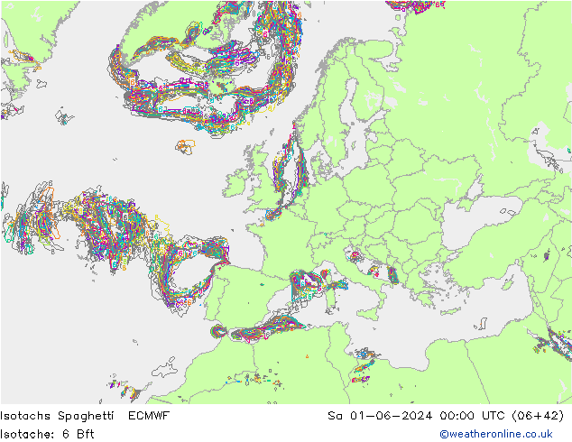 Isotachs Spaghetti ECMWF So 01.06.2024 00 UTC