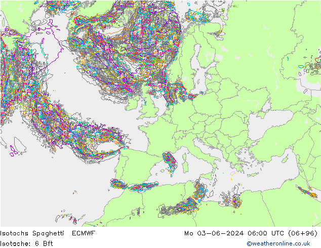 Isotaca Spaghetti ECMWF lun 03.06.2024 06 UTC