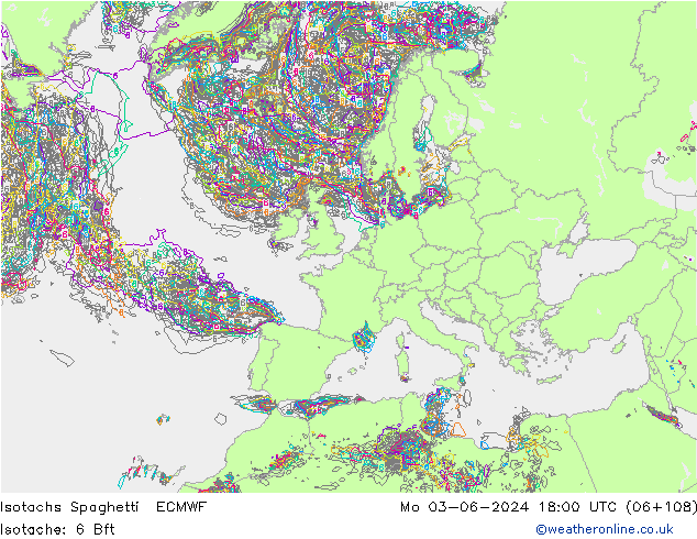 Isotachs Spaghetti ECMWF Po 03.06.2024 18 UTC