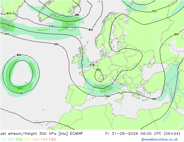 Corriente en chorro ECMWF vie 31.05.2024 06 UTC