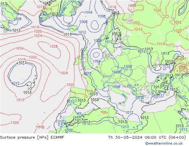 приземное давление ECMWF чт 30.05.2024 06 UTC