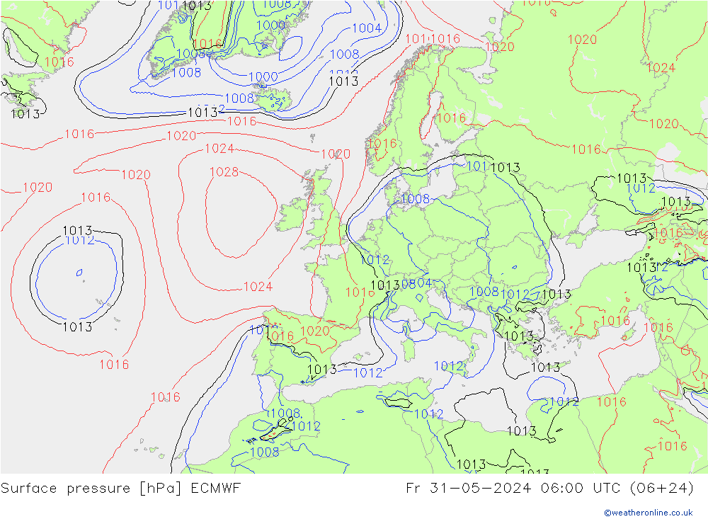 地面气压 ECMWF 星期五 31.05.2024 06 UTC