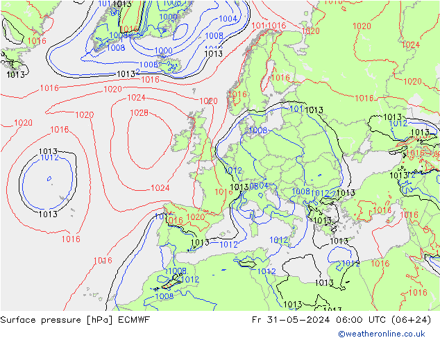 ciśnienie ECMWF pt. 31.05.2024 06 UTC