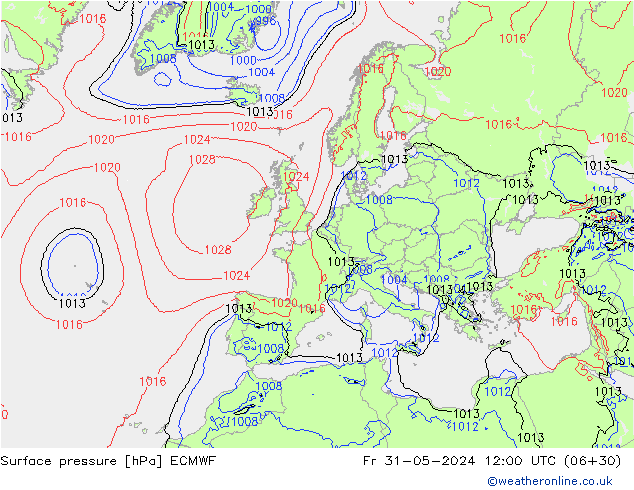 Surface pressure ECMWF Fr 31.05.2024 12 UTC