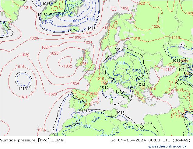 Bodendruck ECMWF Sa 01.06.2024 00 UTC