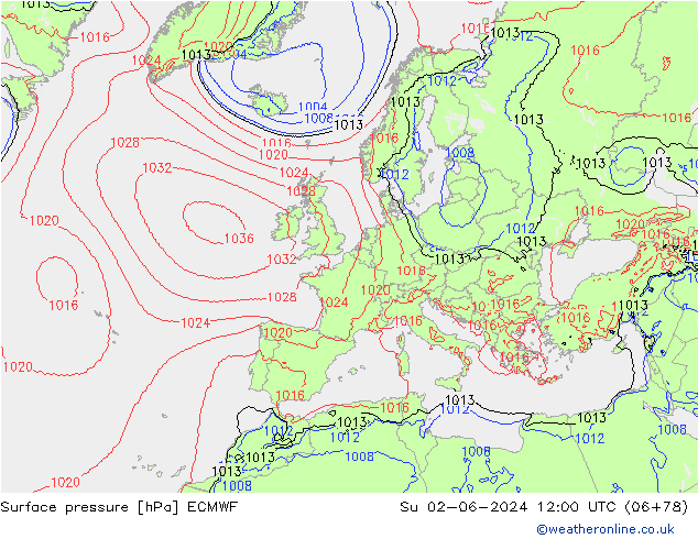 Bodendruck ECMWF So 02.06.2024 12 UTC