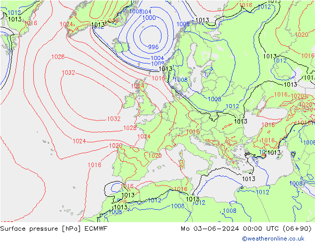 Bodendruck ECMWF Mo 03.06.2024 00 UTC