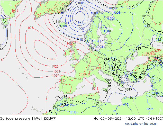 ciśnienie ECMWF pon. 03.06.2024 12 UTC