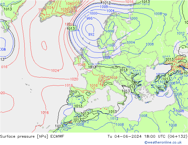 ciśnienie ECMWF wto. 04.06.2024 18 UTC