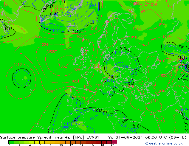 pression de l'air Spread ECMWF sam 01.06.2024 06 UTC