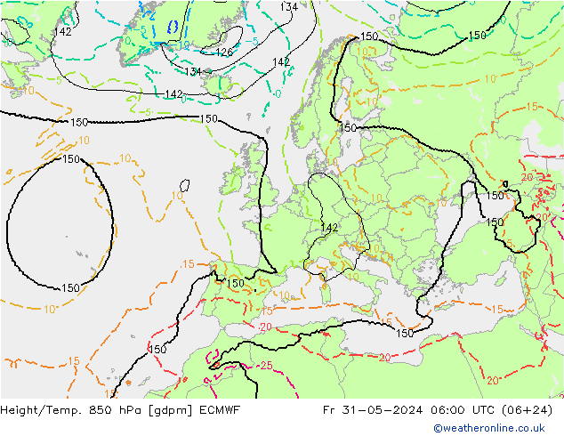 Height/Temp. 850 hPa ECMWF ven 31.05.2024 06 UTC