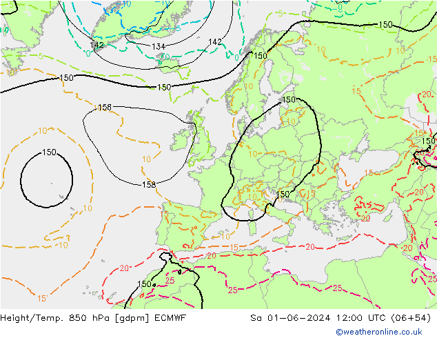Height/Temp. 850 hPa ECMWF sab 01.06.2024 12 UTC