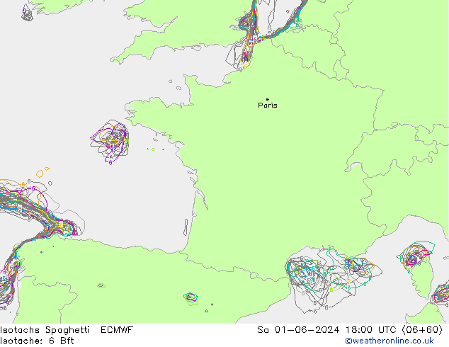 Isotachs Spaghetti ECMWF So 01.06.2024 18 UTC