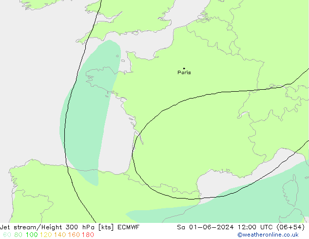 Jet stream/Height 300 hPa ECMWF Sa 01.06.2024 12 UTC