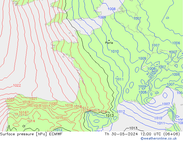 Luchtdruk (Grond) ECMWF do 30.05.2024 12 UTC