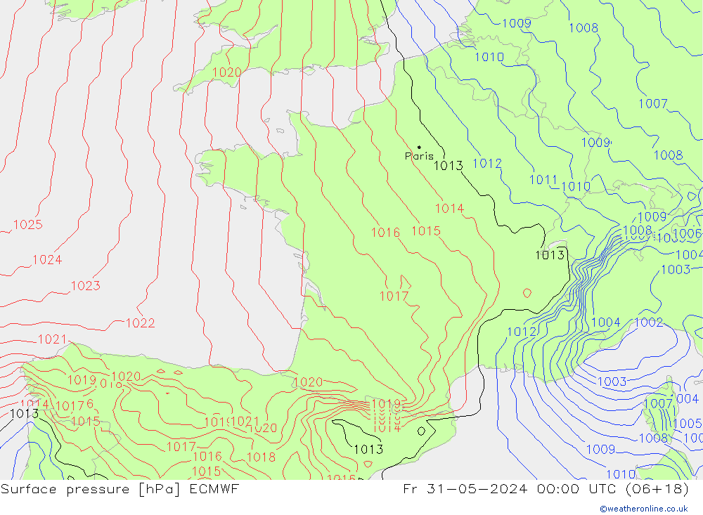 Yer basıncı ECMWF Cu 31.05.2024 00 UTC