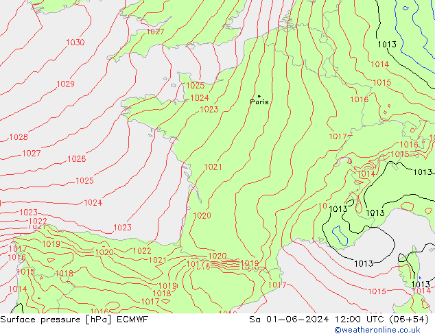 Atmosférický tlak ECMWF So 01.06.2024 12 UTC