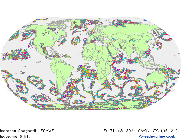 Isotachen Spaghetti ECMWF Fr 31.05.2024 06 UTC