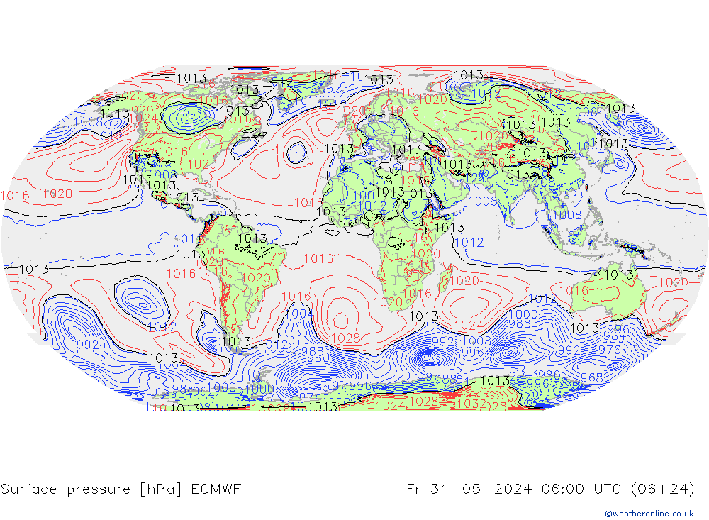 ciśnienie ECMWF pt. 31.05.2024 06 UTC