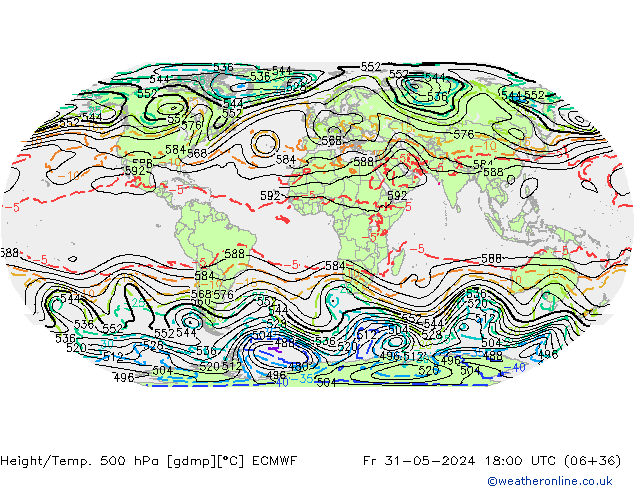Height/Temp. 500 hPa ECMWF  31.05.2024 18 UTC