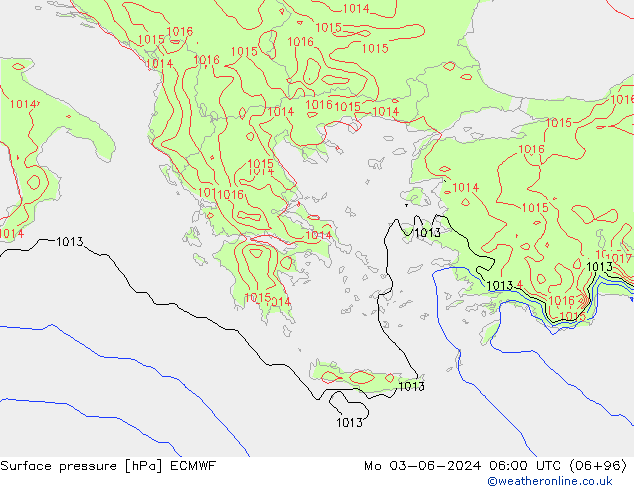 Luchtdruk (Grond) ECMWF ma 03.06.2024 06 UTC