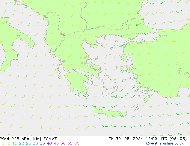 wiatr 925 hPa ECMWF czw. 30.05.2024 12 UTC