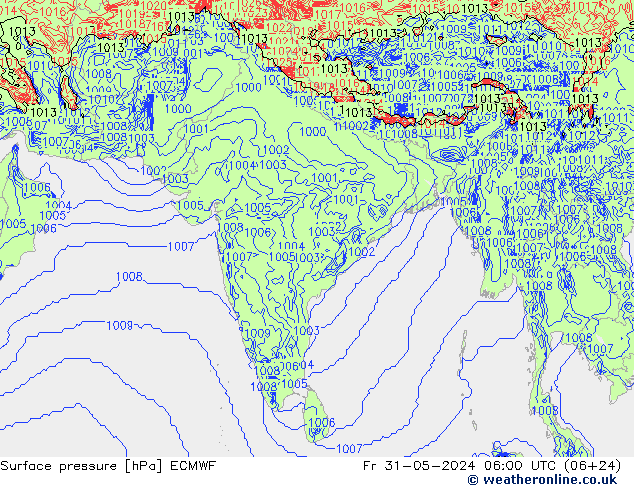 Luchtdruk (Grond) ECMWF vr 31.05.2024 06 UTC