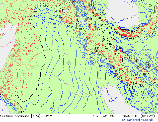 Luchtdruk (Grond) ECMWF vr 31.05.2024 18 UTC