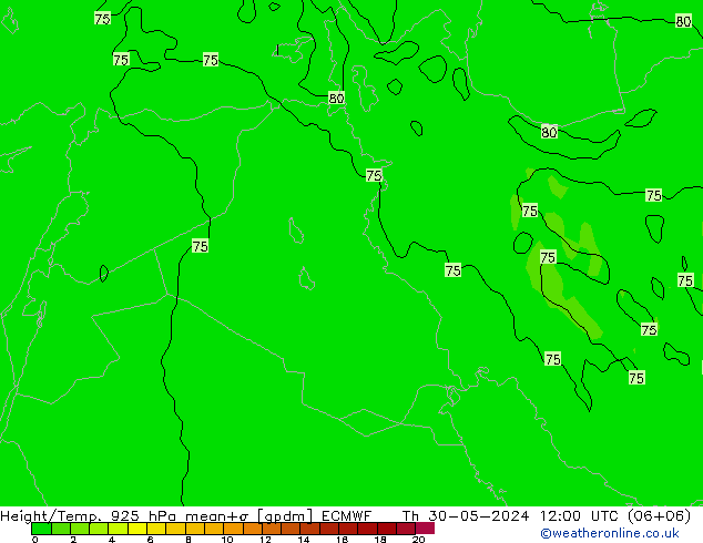 Height/Temp. 925 hPa ECMWF Čt 30.05.2024 12 UTC