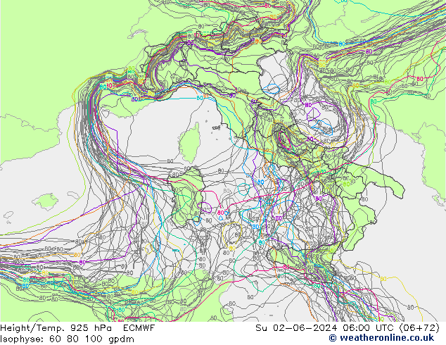 Height/Temp. 925 hPa ECMWF Su 02.06.2024 06 UTC