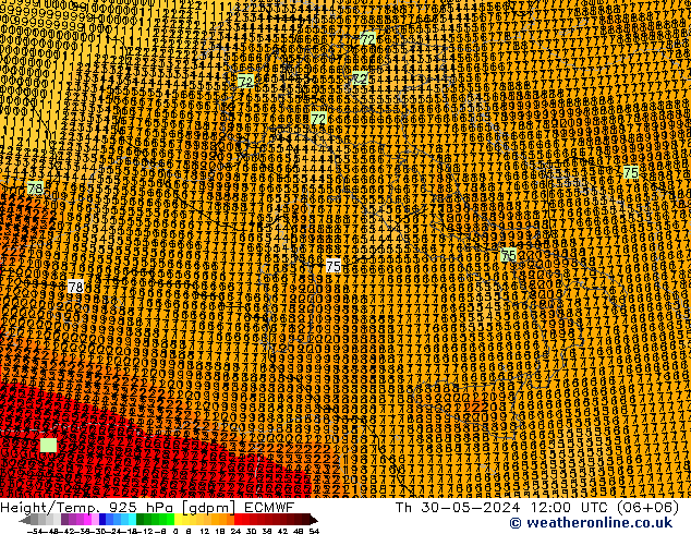 Height/Temp. 925 hPa ECMWF gio 30.05.2024 12 UTC