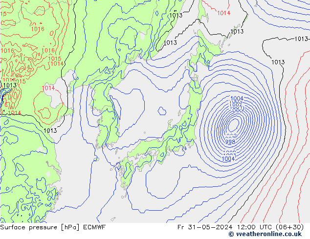 Atmosférický tlak ECMWF Pá 31.05.2024 12 UTC