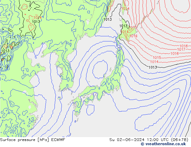 pression de l'air ECMWF dim 02.06.2024 12 UTC