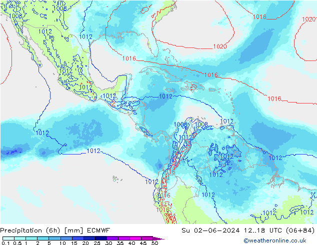 Precipitação (6h) ECMWF Dom 02.06.2024 18 UTC
