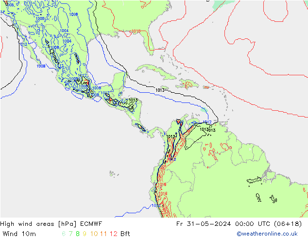 High wind areas ECMWF ven 31.05.2024 00 UTC