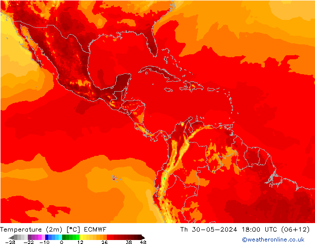 Sıcaklık Haritası (2m) ECMWF Per 30.05.2024 18 UTC