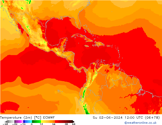 Sıcaklık Haritası (2m) ECMWF Paz 02.06.2024 12 UTC