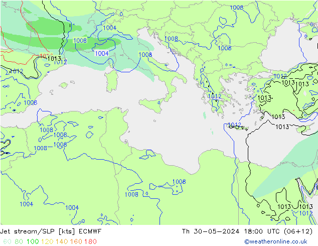 Corriente en chorro ECMWF jue 30.05.2024 18 UTC