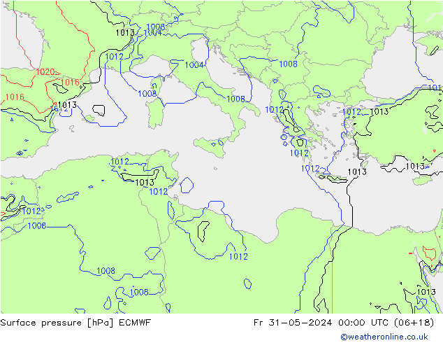 Surface pressure ECMWF Fr 31.05.2024 00 UTC