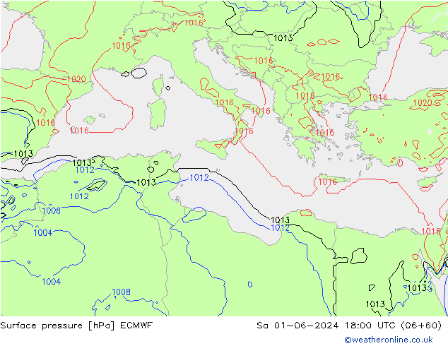 Atmosférický tlak ECMWF So 01.06.2024 18 UTC