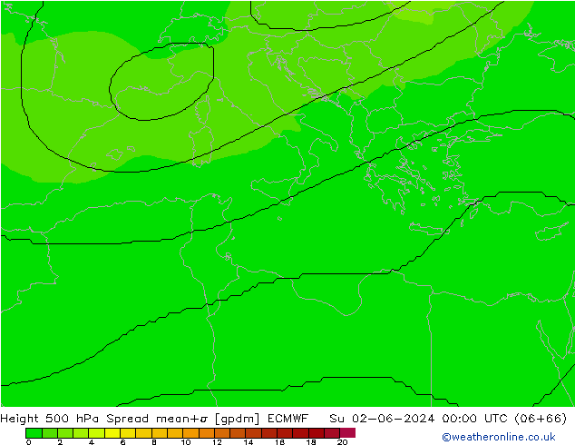 Geop. 500 hPa Spread ECMWF dom 02.06.2024 00 UTC