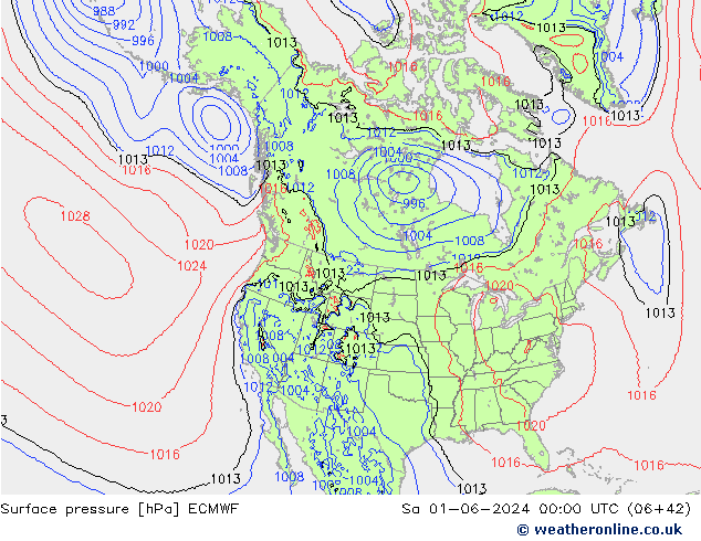 Surface pressure ECMWF Sa 01.06.2024 00 UTC