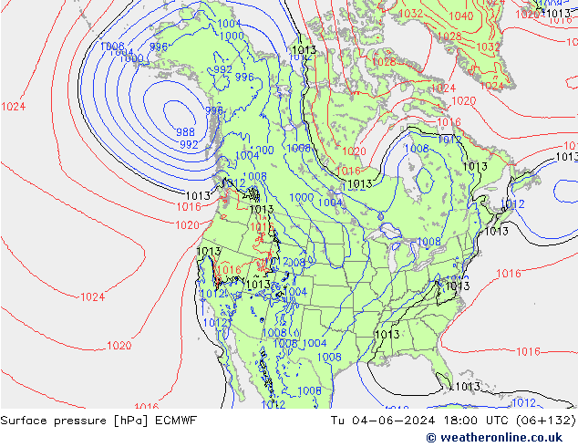 Yer basıncı ECMWF Sa 04.06.2024 18 UTC