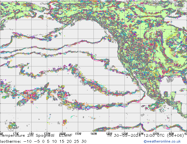 Temperature 2m Spaghetti ECMWF Th 30.05.2024 12 UTC