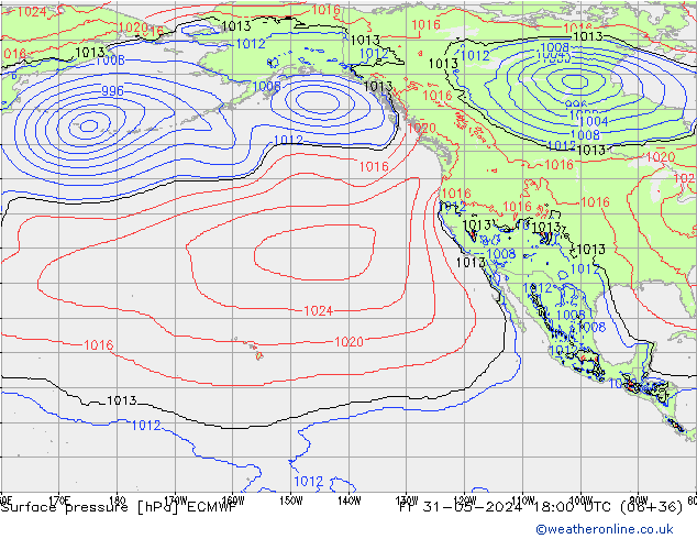 pressão do solo ECMWF Sex 31.05.2024 18 UTC