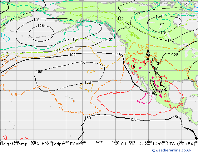 Height/Temp. 850 hPa ECMWF sab 01.06.2024 12 UTC