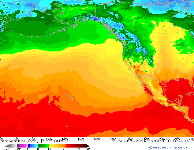 Temperatura (2m) ECMWF jue 30.05.2024 12 UTC