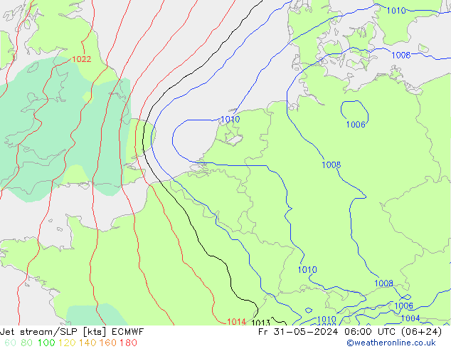 高速氣流/地面气压 ECMWF 星期五 31.05.2024 06 UTC